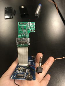 Holding iTrip angled toward connectors